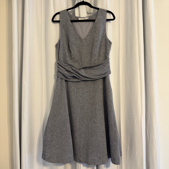 Boden Dresses & Skirts - Boden Linen Blend Midi Dress Blue Gray Sleeveless Pockets Women’s 8